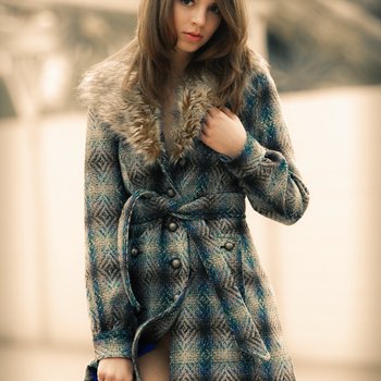 Hot brunette Model Aspen Parker undoes her Coat