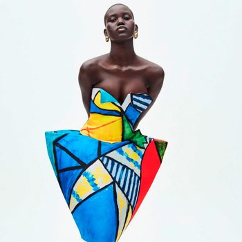 Ebony Adut Akech posing for iD Magazine