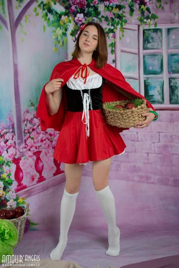 Red Riding Hood stripping and showing shaved Cunt - Amour-Angels-Teen-Stripping(1)