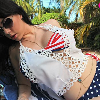 Kayla Kiss by the Pool in Stars and Stripes Bikini