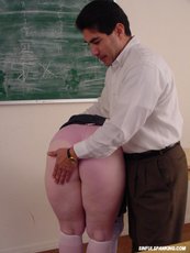 Ginger schoolgirl getting spanked in the classroom — 3